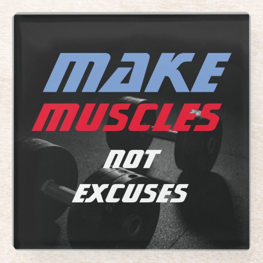 マッスルの作成ボディビルフィットネス やる気を起こさせる ガラスコースター (正面)