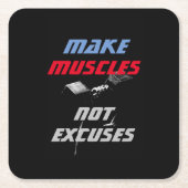 マッスルの作成ボディビルフィットネス やる気を起こさせる スクエアペーパーコースター (正面)