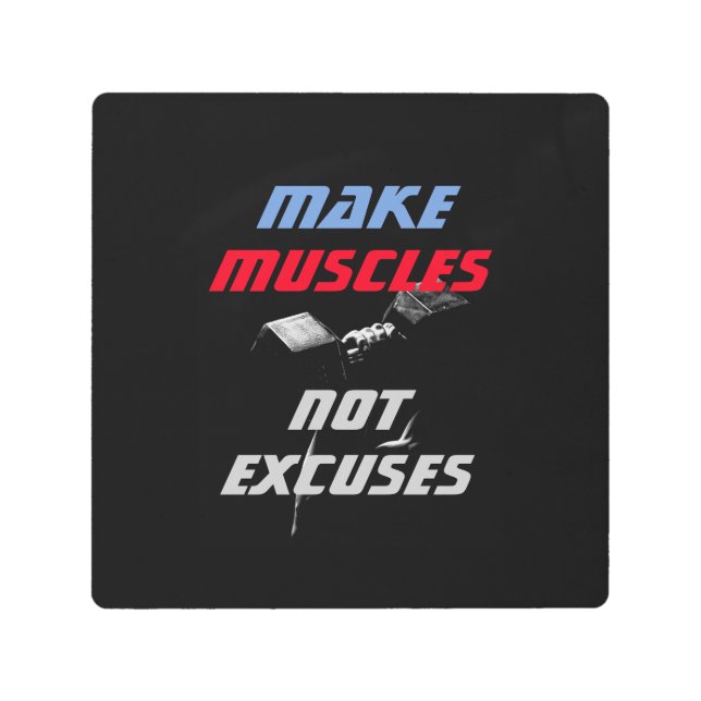 マッスルの作成ボディビルフィットネス やる気を起こさせる メタルプリント (正面)