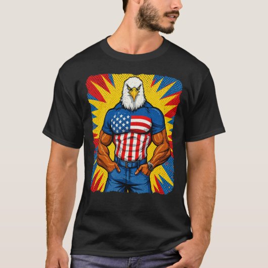 マッスルイーグル ポップアート Tシャツ (正面)