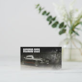 マッスルカー付きのダークグレー色の名刺 名刺 (スタンド正面)