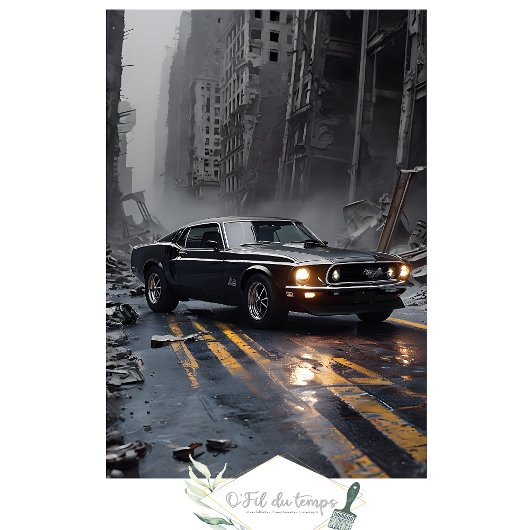 マッスルカー黙示録後の都市景観のデカップージ 薄葉紙