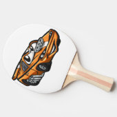 マッスルクラシックカーの漫画 – 背景色を選択 卓球ラケット (横)