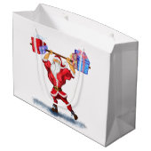 マッスルサンタのクリスマス ギフト バッグ Funny ラージペーパーバッグ (裏面アングル)