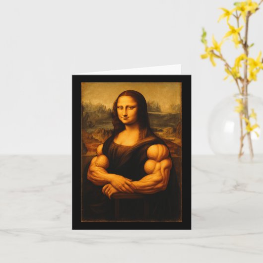 マッスルモナリサボディビルダーウエートリフティングジムと カード (黄色い花)