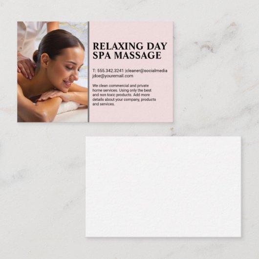 マッセ与えーズの背中マッサージをスパテーブルの女性に 名刺 (正面/裏面)