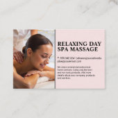 マッセ与えーズの背中マッサージをスパテーブルの女性に 名刺 (正面)
