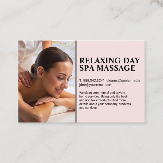 マッセ与えーズの背中マッサージをスパテーブルの女性に 名刺 (正面)
