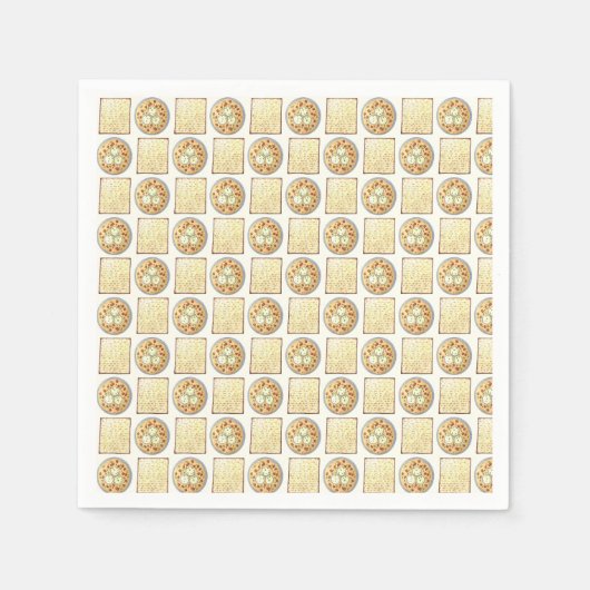 マッゾボールスープマッツァフラットブレッドパスソーバー料理 スタンダードカクテルナプキン (正面)