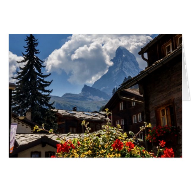 マッターホルンおよびZermattの村の家、スイス連邦共和国 (正面横)