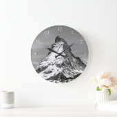 マッターホルンの白黒小さい数 ラージ壁時計 (ホーム)