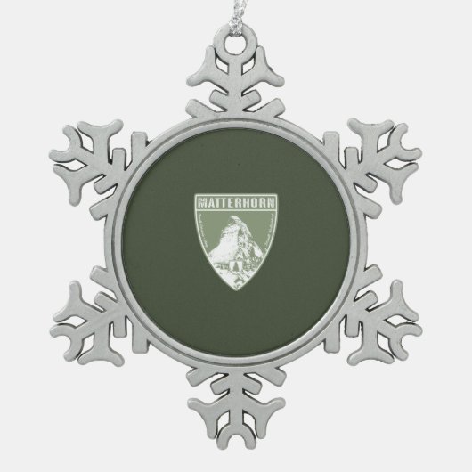 マッターホルンスイスイタリア スノーフレークピューターオーナメント (正面)