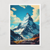 マッターホルンスイスヴィンテージ旅行イラストレーション ポストカード (正面)