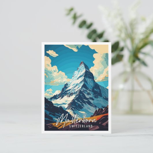 マッターホルンスイスヴィンテージ旅行イラストレーション ポストカード (スタンド正面)