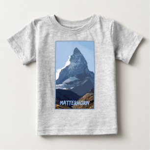 マッターホルンマウンテンデザイン（スイス、ゼルマット） ベビーTシャツ