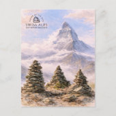 マッターホルン山、スイスアルプス | 水彩画 ポストカード (正面)