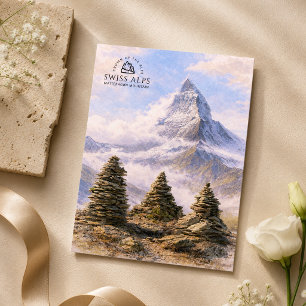 マッターホルン山、スイスアルプス 水彩画 ポストカード