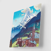 マッターホルン,マターホルン,吉田宏,ウッドカット スクエア壁時計 (傾斜)