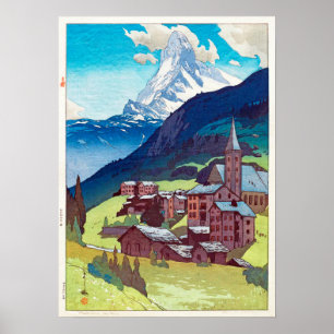 マッターホルン, Matterhorn, Hiroshi Yoshida, Woodcut ポスター
