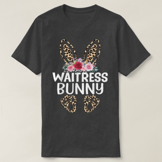 マッチおもしろいヒョウ印刷バニーウェイトレス復活祭 Tシャツ (デザイン正面)