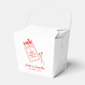 マッチが行われた天国レトロ赤ウェディングシャワー フェイバーボックス (正面サイド)