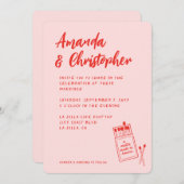 マッチが行われた天国レトロ赤結婚式招待状 招待状 (正面/裏面)