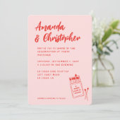 マッチが行われた天国レトロ赤結婚式招待状 招待状 (スタンド正面)