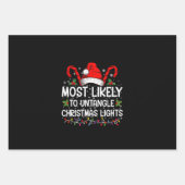 マッチするクリスマスライトのもつれをひきほどく可能性が最も高い ラッピングペーパーシート (正面)