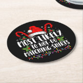 マッチするシャツクリスマスを行わない可能性が最も高い ラウンドペーパーコースター (アングル)