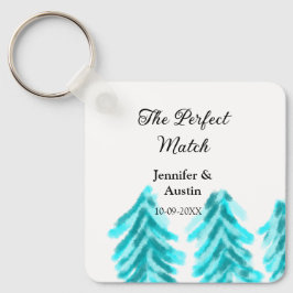 マッチの冬の青い松の結婚木のナ キーホルダー