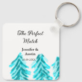 マッチの冬の青い松の結婚木のナ キーホルダー (裏面)