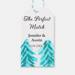 マッチの冬の青い松の結婚木のナ ギフトタグ