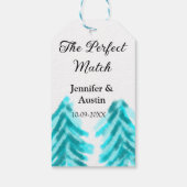 マッチの冬の青い松の結婚木のナ ギフトタグ (裏面)