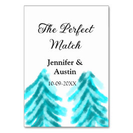 マッチの冬の青い松の結婚木のナ テーブルナンバー