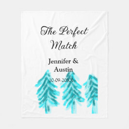 マッチの冬の青い松の結婚木のナ フリースブランケット