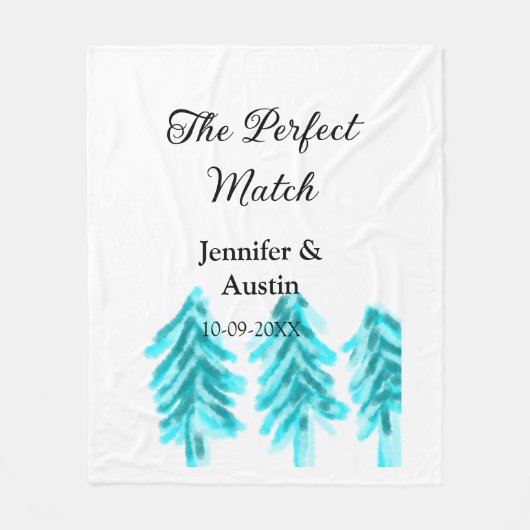 マッチの冬の青い松の結婚木のナ フリースブランケット (正面)