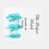 マッチの冬の青い松の結婚木のナ フリースブランケット (正面(横))