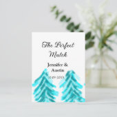 マッチの冬の青い松の結婚木のナ ポストカード (スタンド正面)