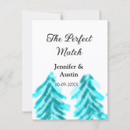 マッチの冬の青い松の結婚木のナ ポストカード