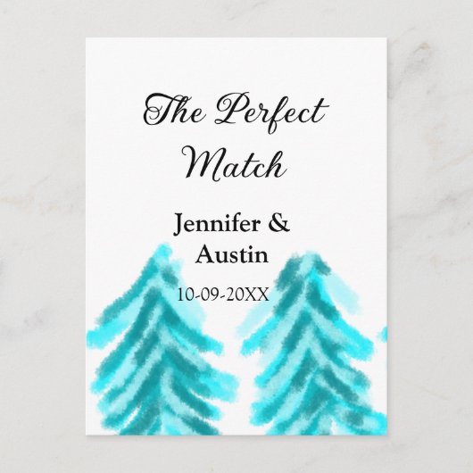 マッチの冬の青い松の結婚木のナ ポストカード (正面)