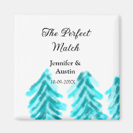 マッチの冬の青い松の結婚木のナ マグネット