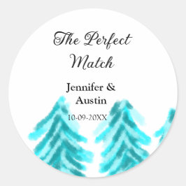 マッチの冬の青い松の結婚木のナ ラウンドシール