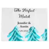 マッチの冬の青い松の結婚木のナ ラージペーパーバッグ (裏面)