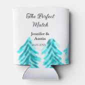 マッチの冬の青い松の結婚木のナ 缶クーラー (裏面)