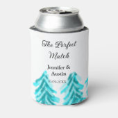マッチの冬の青い松の結婚木のナ 缶クーラー (缶裏面)