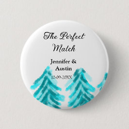 マッチの冬の青い松の結婚木のナ 缶バッジ