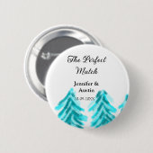 マッチの冬の青い松の結婚木のナ 缶バッジ (正面&裏面)