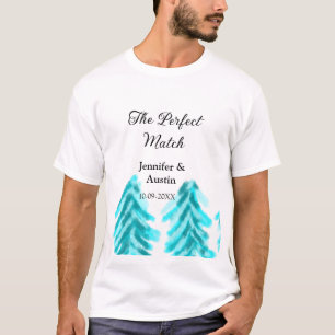 マッチの冬の青い松の結婚木のナ Tシャツ
