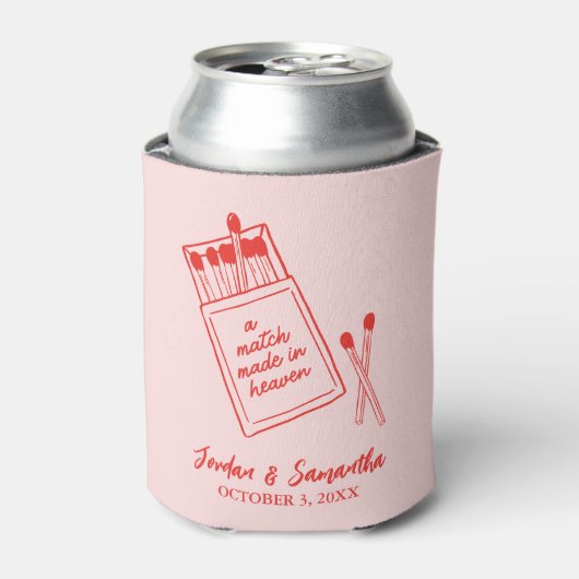 マッチは天国レッド&ピンク結婚式の引き出物 缶クーラー (缶正面)