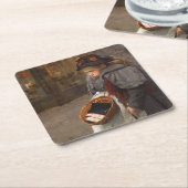 マッチスティックガール貧しい通りウルチンアーバン貧困 スクエアペーパーコースター (アングル)